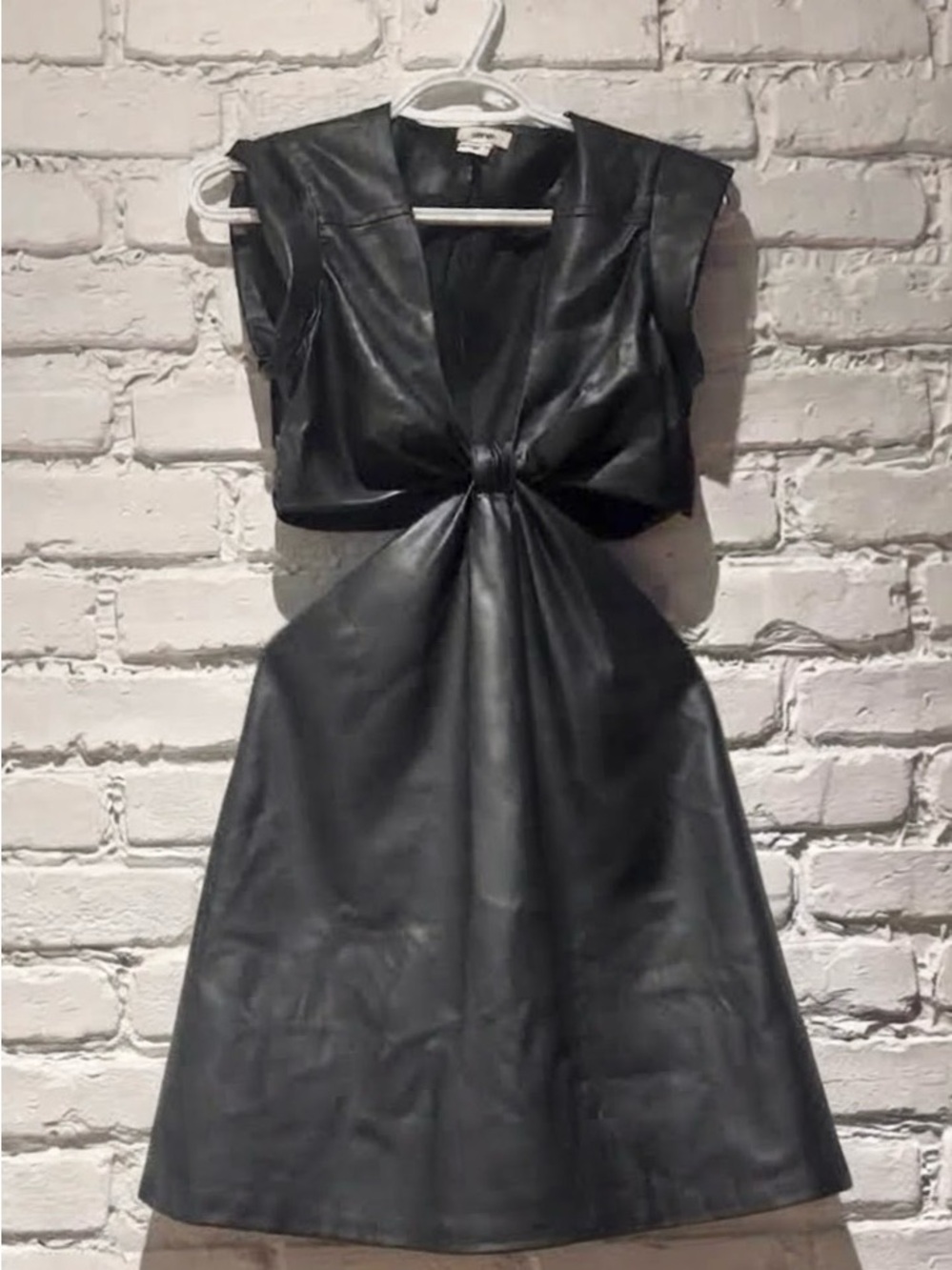 Jason Wu Black Faux Leather Twist-Front Mini Dress